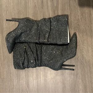 Jessica Simpson Black Glitter Heeled Boots